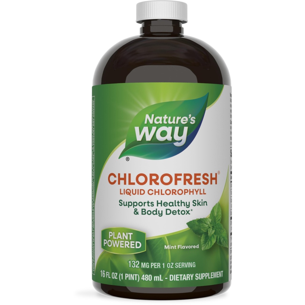 자연의 방법 Chlorofresh, 액체 Chlorophyll, 건강한 피부 & 몸 Detox*, 내부 탈취제 보충교재*, 지원 간 해독 통로*, 민트 맛, 16 Fl. Oz