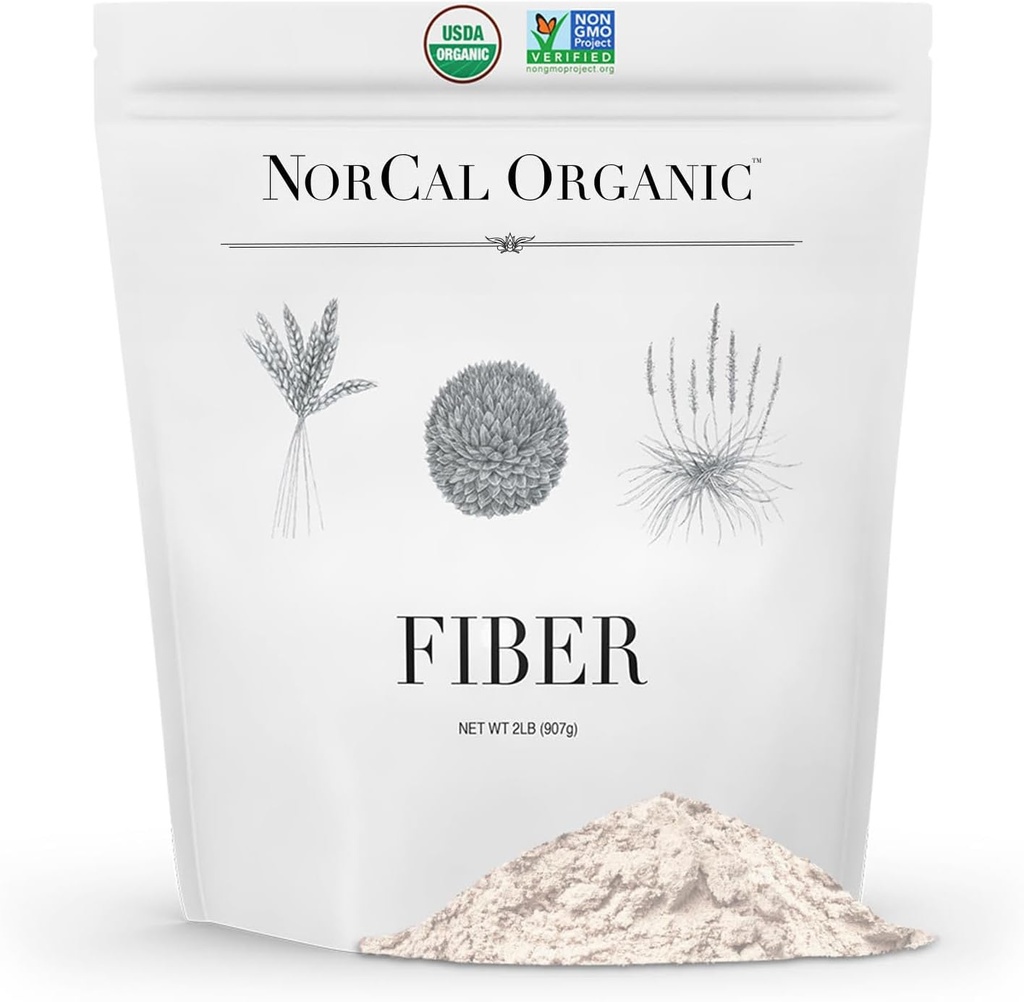 Norcal 유기 섬유 - 2lbs | Prebiotics & Psyllium Husk Blend | 글루텐 프리, 비 GMO, 수용성 및 불용성 섬유 보충