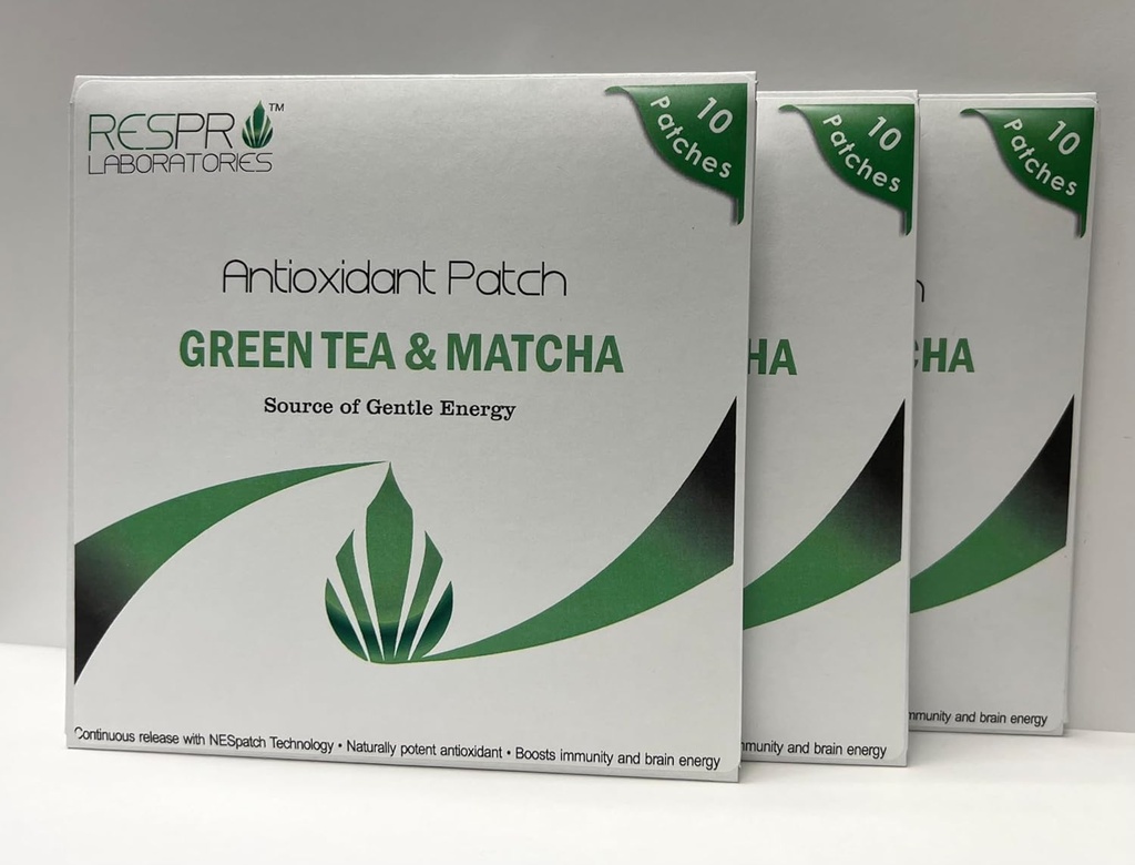 Green Tea (EGCG) 및 Matcha, Continuous Release - 10 패치가있는 Respro Labs 천연 산화 패치