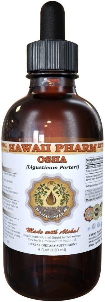 하와이 Pharm OSHA (Ligusticum porteri) 액체 추출물, Tincture, 초본 보충, 미국에서 만든, 2 fl.oz