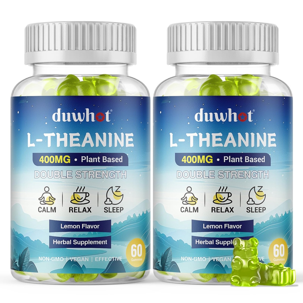 L-Theanine Gummies 400mg의 성인 & 아이 4를 위한 Chewable Theanine 보충교재, 자연적인 긴장 기복, zzZ & 초점 보충교재, 채식주의자, 낮은 설탕, 비 죽음, 레몬 풍미, 120 Chewable