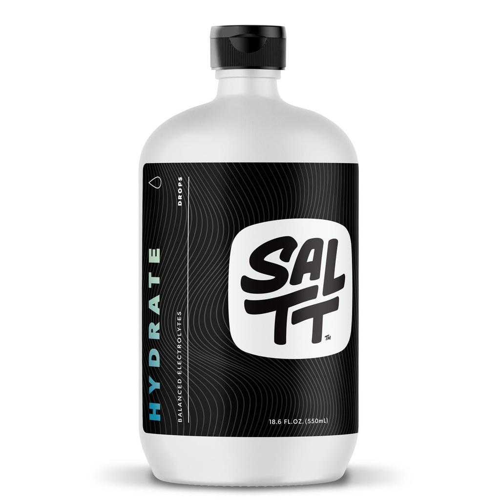 SALTT Hydrate Electrolyte Drops - Keto Diets - Intermittent Fasting - Immune Support - 글루텐 & Sugar Free - Paleo - 나트륨, 마그네슘, 칼륨 및 추적 미네랄 - Unflavored - 18.6 fl oz