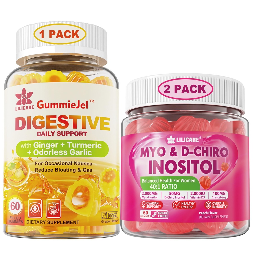 번들: 생강 가슴 보충교재 Gummies & Inositol Gummies 이상 40:1 비율 Myo & D-Chiro Inositol