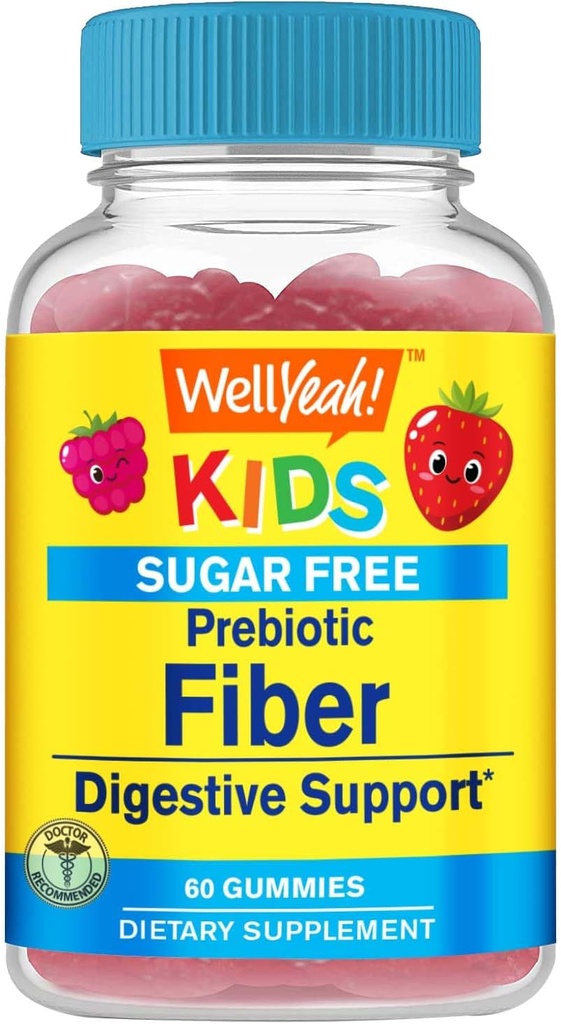 WellYeah Sugar Free Fiber Gummies for Kids (4g)|디제이티브 슈트 |Prebiotic Fiber Supplement | 60 개
