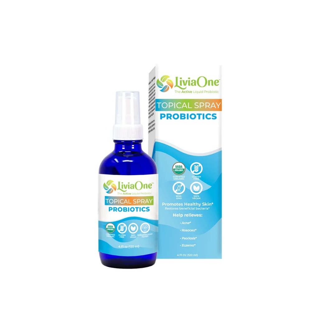 LiviaOne USDA 피부 건강을 위한 유기 화제 Probiotics | Lactobacillus Acidophilus Probiotic | Gut Health & Immune Support Supplement | Vegan | 비 GMO | 글루텐 프리 | 4 Fl Oz