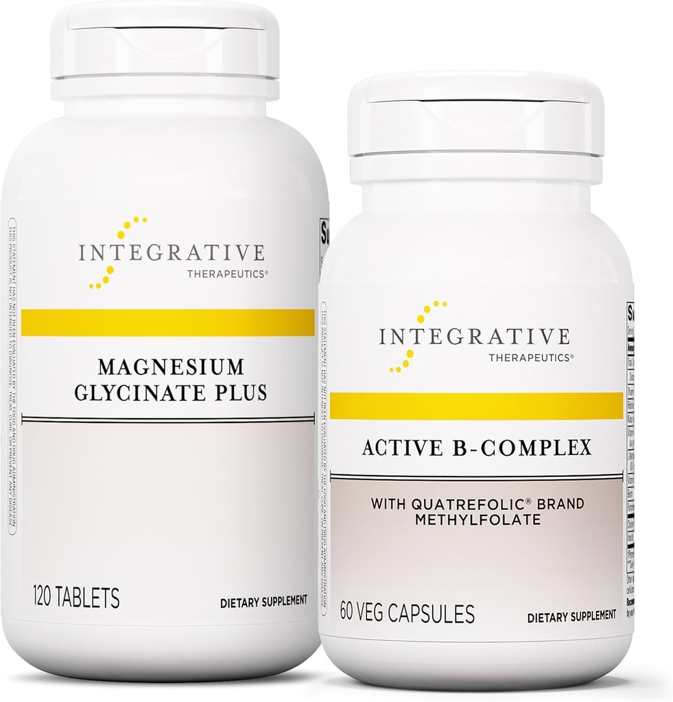 Active B-Complex, 60 캡슐 및 마그네슘 글리세라이드 플러스, 120 정제와 통합 치료 번들 - 에너지 Metabolism *를 지원하는 Active B-Complex - 뇌 건강, 심장 건강 및 신경 지원