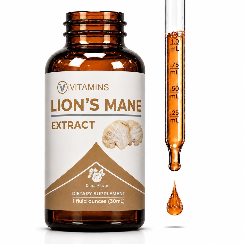 Lions Mane Liquid - 메모리, 초점 및 Clarity 용 Lion 's Mane Tincture - Lions Mane Supplement - Lions Mane - Lion Mane Mushroom Supplement - Nootropics Brain Support Supplement - (1 팩)