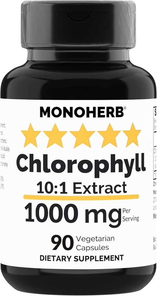 MONOHERB Chlorophyll 추출물 1000 mg - 90 채식 캡슐