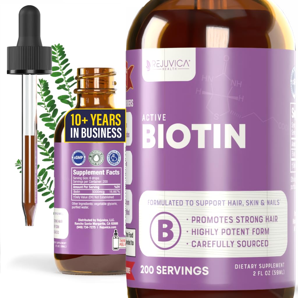 Rejuvica 건강 활동적인 Biotin - 진보된 액체 Biotin 보충교재 - 5000mcg 지원 머리 피부 & 못