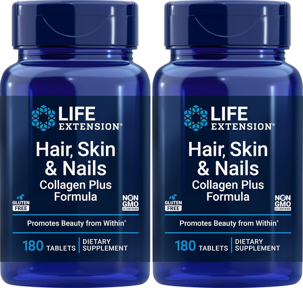 Life Extension Hair, Skin & Nails Collagen Plus Formula, 180 정제 (팩 2)
