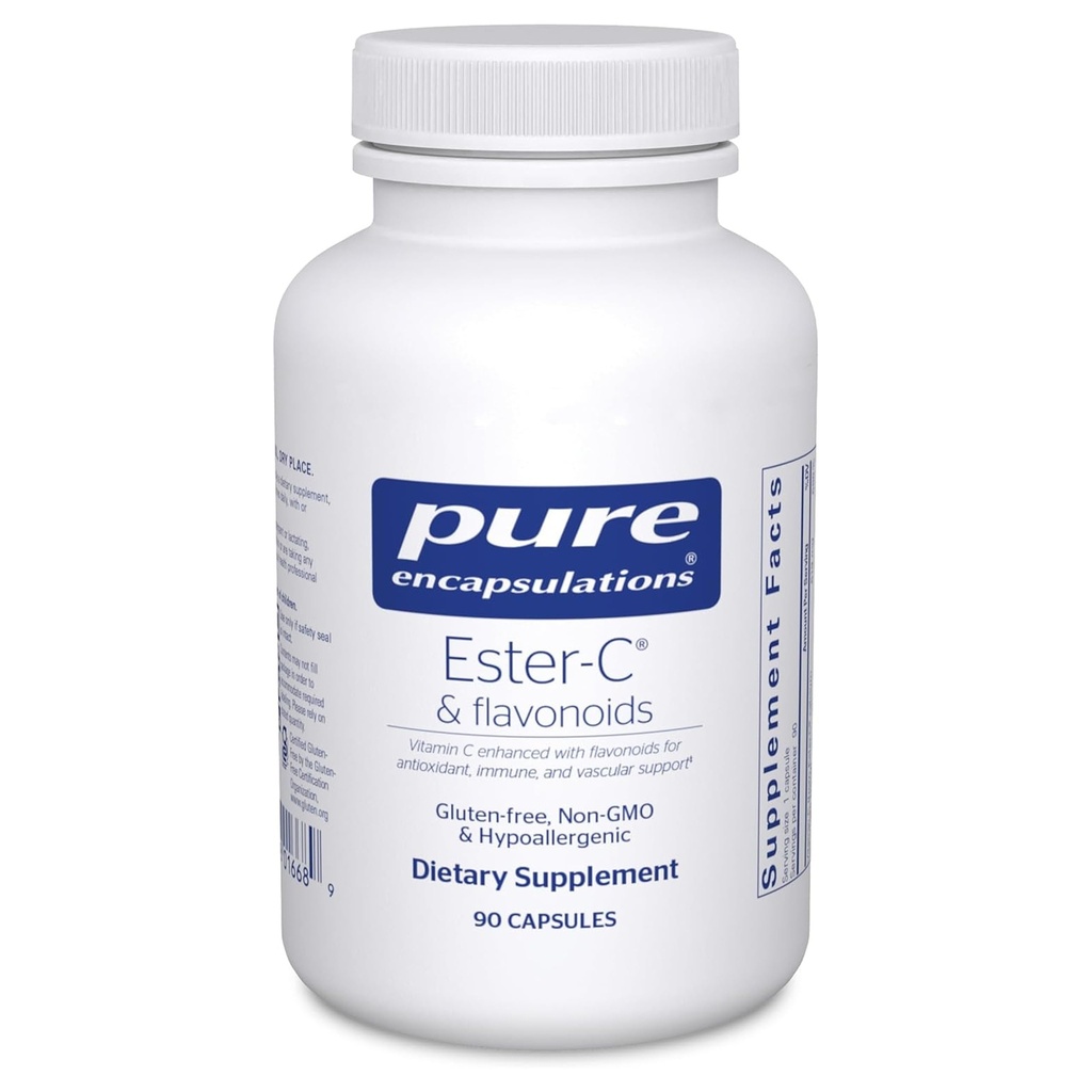 Pure Encapsulations Ester-C & Flavonoids - 항 산화제에 대한 비타민 C 보충 - 칼슘 및 루틴과 Immune & Vascular Support* - 소화에 Gentle - Vegan & Non-GMO - 90 캡슐