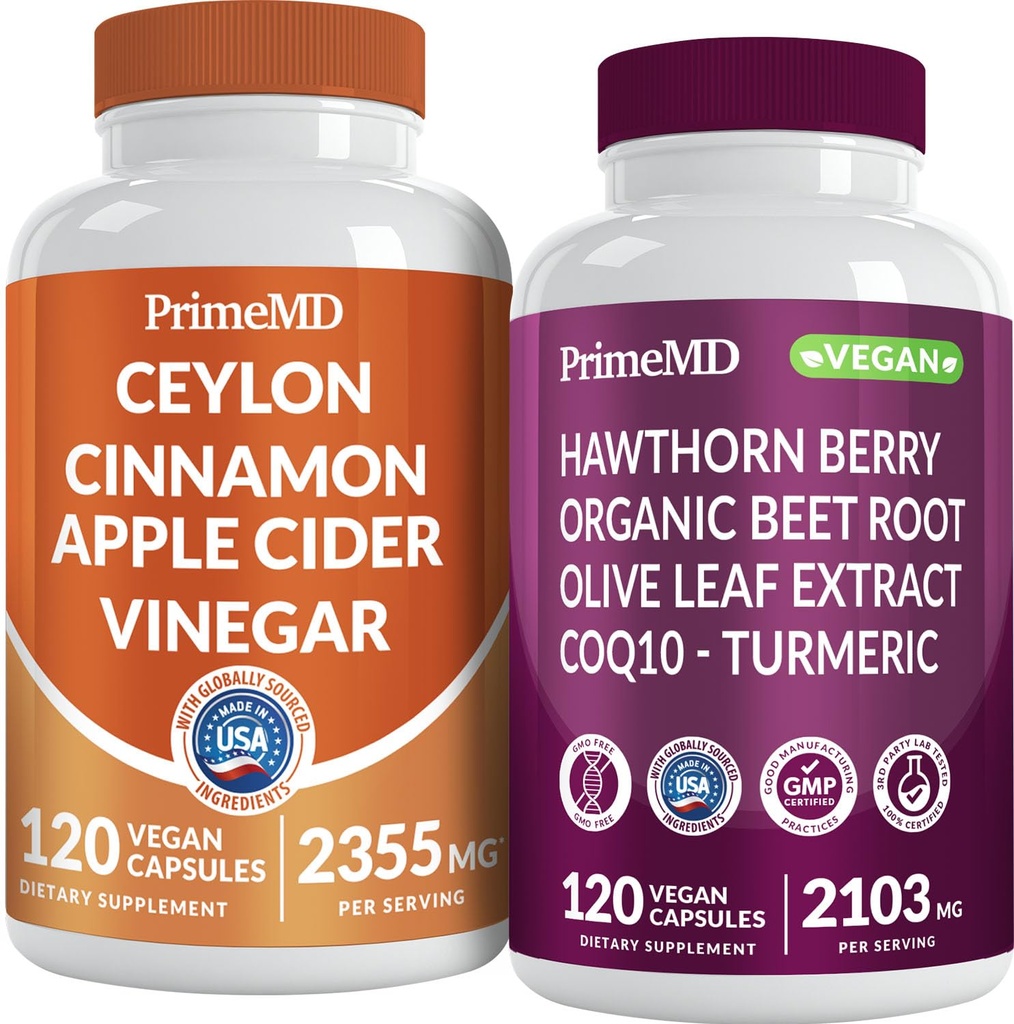 Ceylon Cinnamon (1pk) 및 Nitric 산화물 (1pk) 보충교재 뭉치 - 심장, 대사, 균형, 순환, lipid 및 면역 지원 - 비 GMO, Vegan, 글루텐 자유로운을 위한 유력한 비타민
