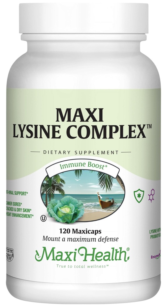 Probiotics와 Maxi 건강 Lysine Complex - 단백질 합성 Canker Sores 및 피부를위한 L-Lysine 1000mg - 60 캡슐