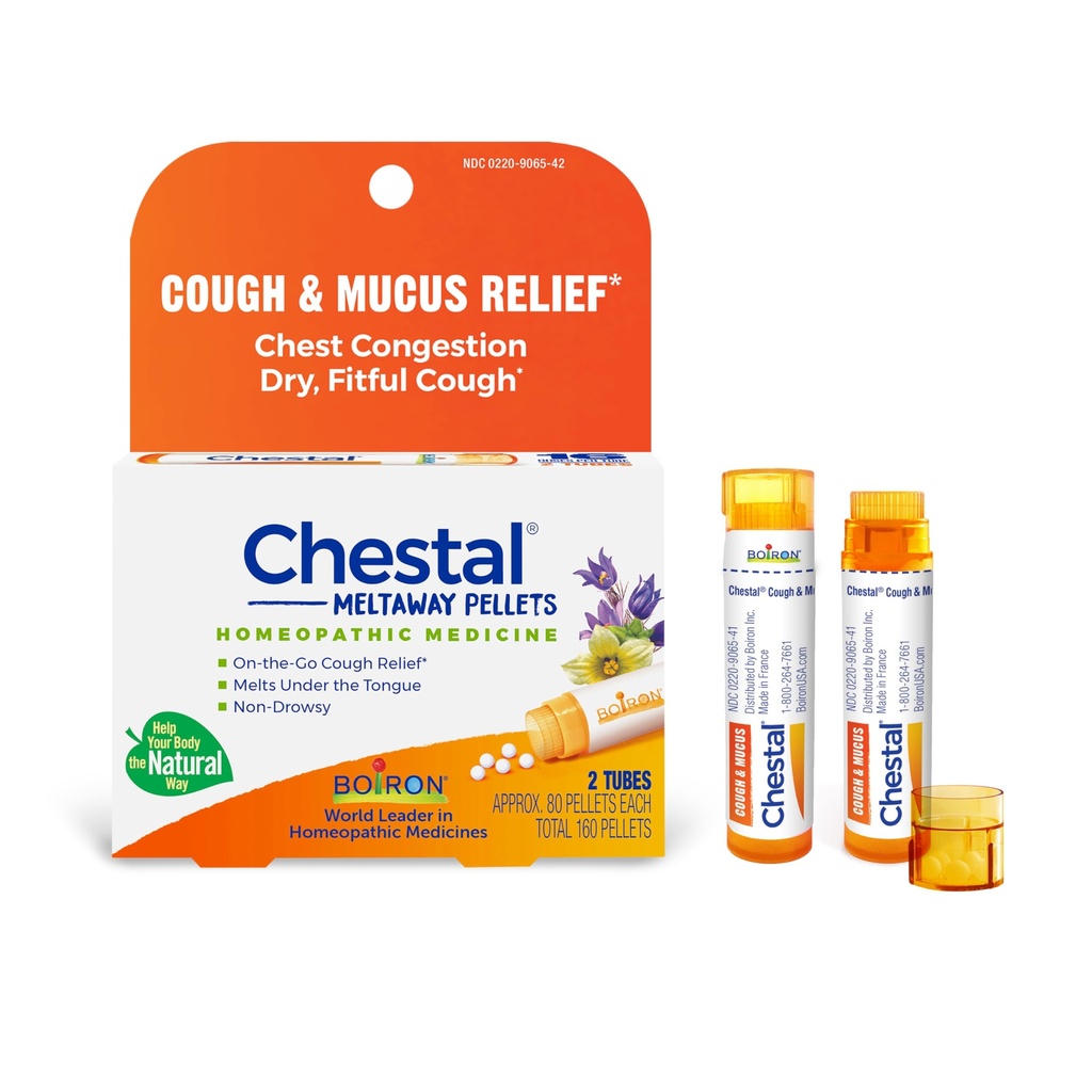 기침과 Mucus 구호, Nasal 또는 가슴 혼잡을 위한 Boiron Chestal 펠릿, 그리고 Sore Throat 기복 - 2 조사 (160 펠릿)