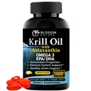 남극 크릴 오일 Softgels–1600mg 2mg Astaxanthin, 높은 오메가 ‐3 (174mg EPA & 120mg DHA) Phospholipid Form–Supports Joint, Heart, Skin & Brain Health–60 Lemon-Flavored Softgels