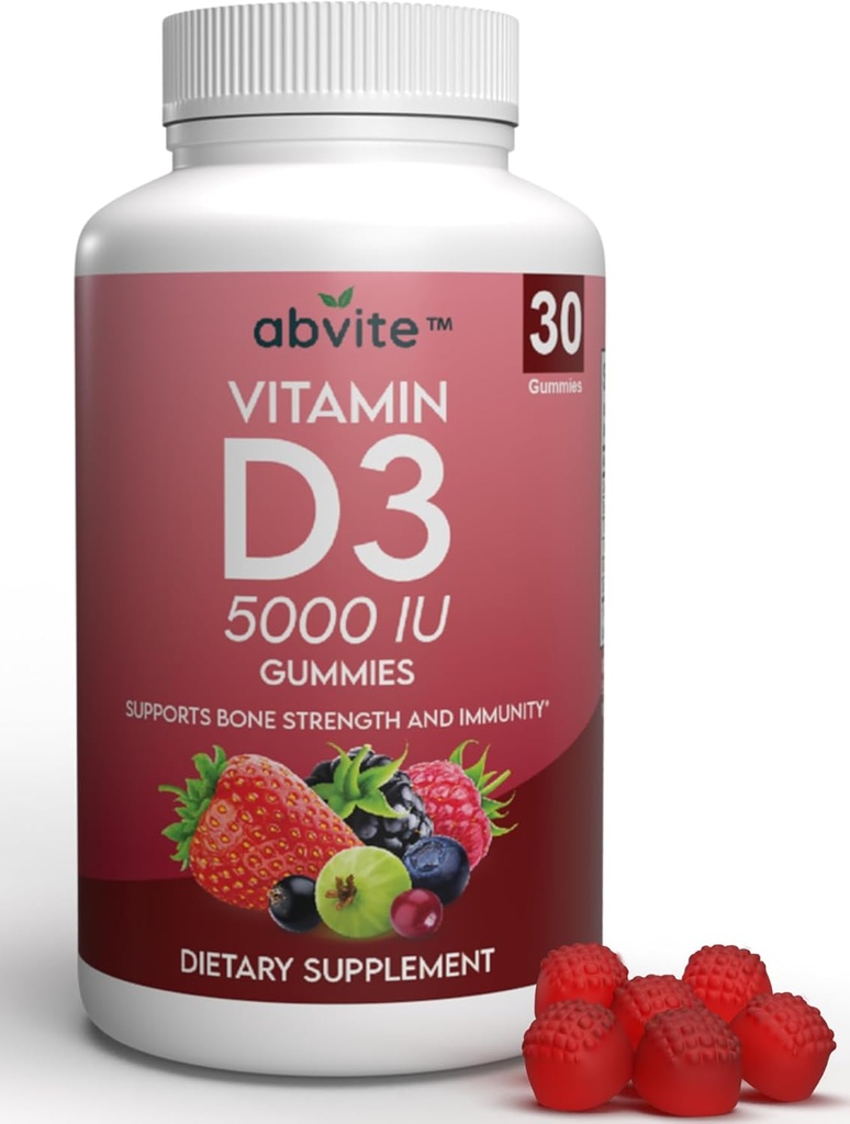 식물 기초를 두는 여분 힘 비타민 D3 5000IU 보충교재 Gummies. 글루텐 무료 및 인공 풍미 없음. 뼈 건강과 면역력을 지원합니다. 미국에서 만든 .30 조사 (30 일 공급)