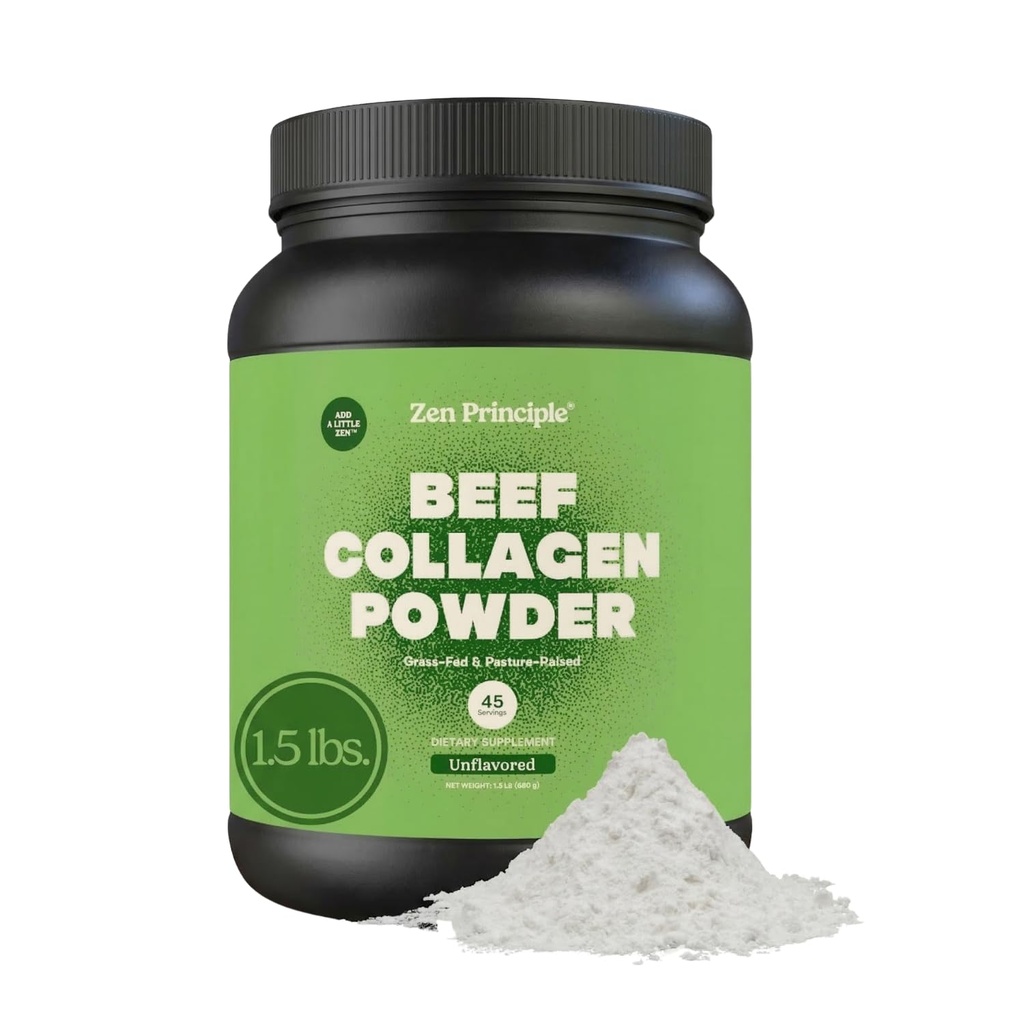 Zen Principle Grass-Fed Agglomerated Hydrolyzed Collagen Peptides 1.5 lb. 건강한 머리, 피부, 합동을 위한 노화 방지 단백질 분말. Paleo 친절하고 GMO와 글루텐 무료, Pasture-Raised Bovine.