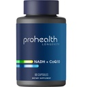 ProHealth NADH + CoQ10 - 부스트 NAD + | 60 일 공급 | 순수한 NADH 25 mg, CoQ10 100 mg | 60 산성 방지 캡슐 | 에너지 | 초점 | ATP 생산