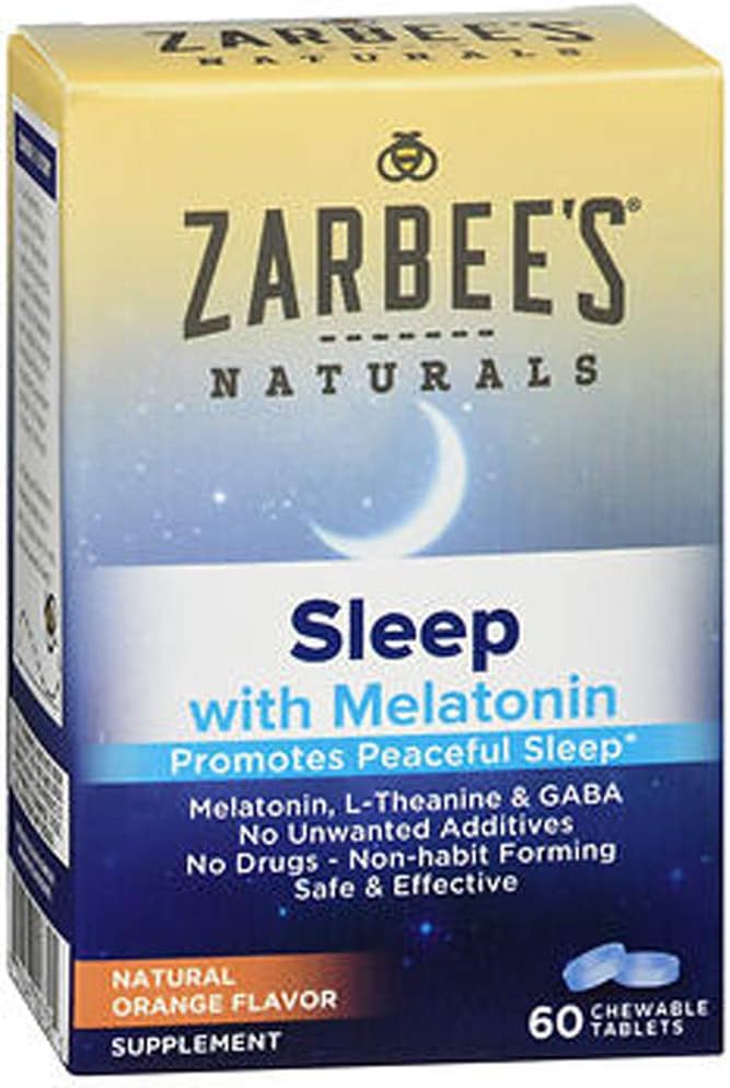Zarbee의 Naturals Sleep Melatonin, 오렌지 맛, 60 Chewable Tablets (포장 2)