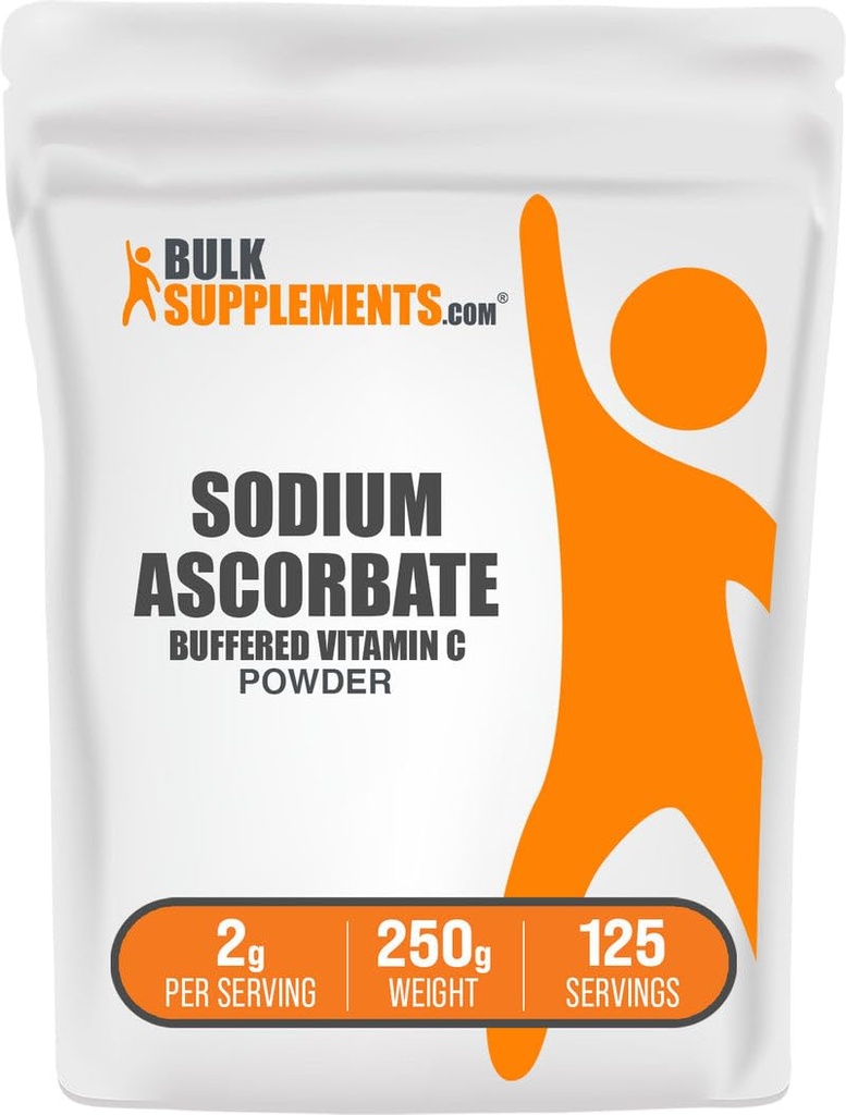 BulkSupplements.com 나트륨 아스코르브산염 분말 - 면역 지원, 나트륨 아스코르브산염 비타민 C - 완충기 비타민 C, 글루텐 무료, 서빙 당 2g, 250g (8.8 oz) (1의 포장)