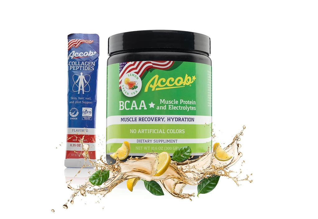 BCAA 분말 레몬 녹색 차 전 또는 포스트 운동, 아미노산 + Electrolytes, 남자를 위한 7,2g BCCAs 및 Women-30 서빙 +10g 교원질 펩티드의
