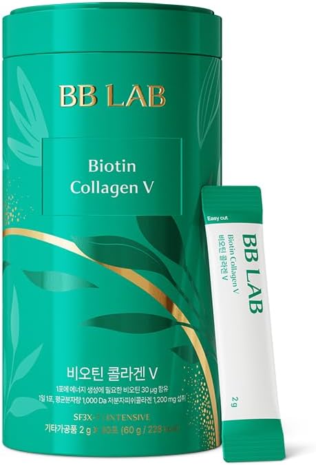 BB LAB 파우더 콜라겐, SF3X-7 인텐시브 시리즈, 한국, 30 스틱 (Biotin Collagen V), 그린