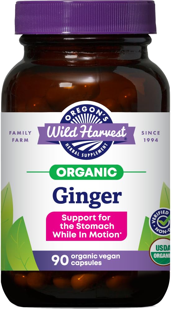 Oregon 's Wild Harvest, Stomach Support, Non-GMO, 1000 MGS, 90 카운트 유기농 생강 캡슐