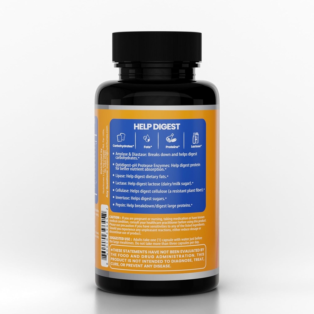 All-in-One Multi Enzyme Digestive Enzymes Supplement – 쉽게 캐비티, 지방, 단백질 및 낙농을 깰 – 건강한 소화, Bloating Relief & Gut Comfort – Vegan, 60 일 공급