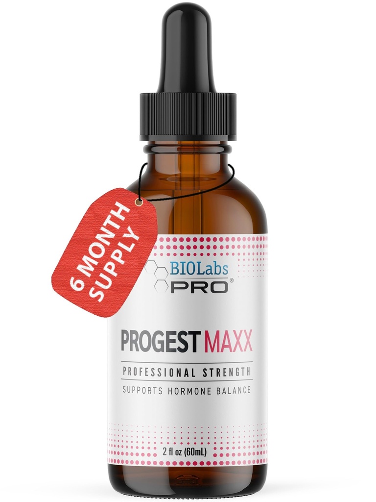 Progest MAXX Progesterone 기름, 여성, 뜨거운 Flashes & Menopause 지원, 2oz 병을 위한 자연적인 생식 호르몬 - 6 달 공급