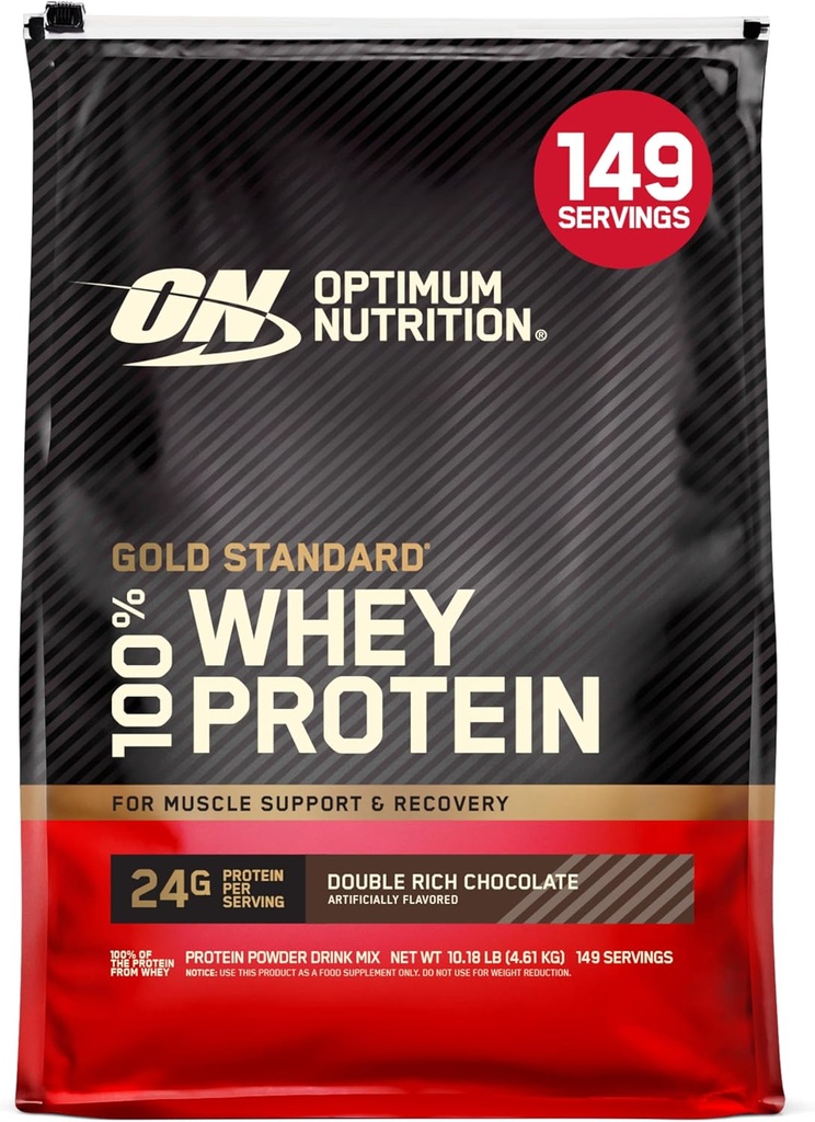 최적 영양 금 기준 100% Whey 단백질 분말, 두 배 부유한 초콜렛 10 파운드 (포장 May Vary)