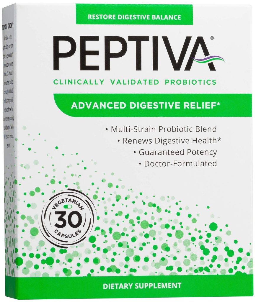 Peptiva 고급 50 억 CFU Probiotic - 소화 완화 - 임상 검증, 프리미엄 Probiotic, 30ct
