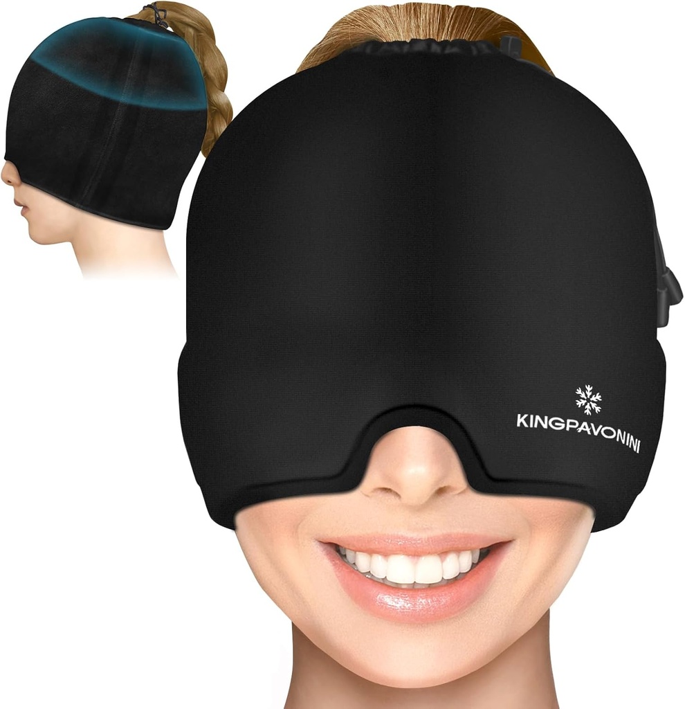 젤 얼음 편두통 두통 기복 모자, Drawstring를 가진 조정가능한 두통 모자 Migraine 모든 머리, 긴장, Sinus, Puffy 눈, 뜨거운/찬 치료를 위한 찬 압축 편두통 기복 모자