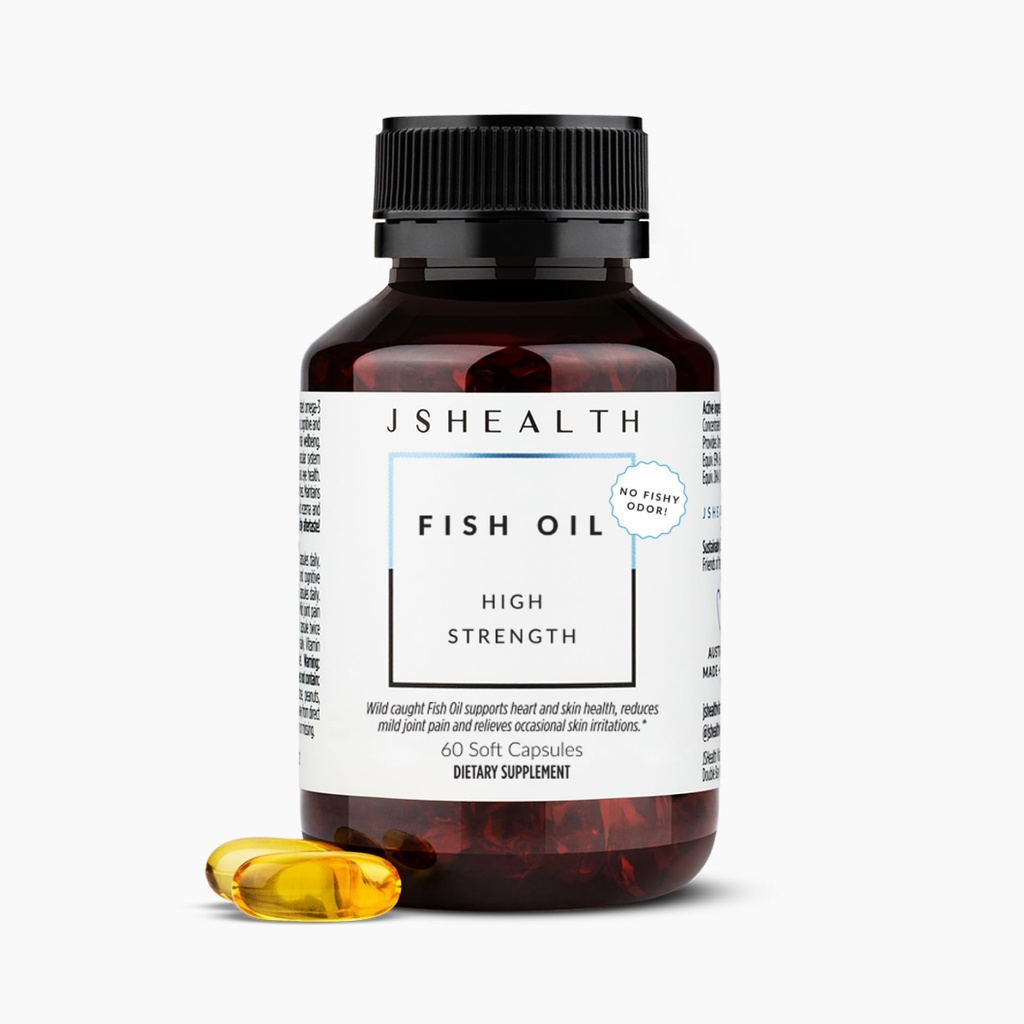 JSHealth 고강도 Omega-3 물고기 기름 | 증명되는 바다의 야생 잡초, 60의 캡슐