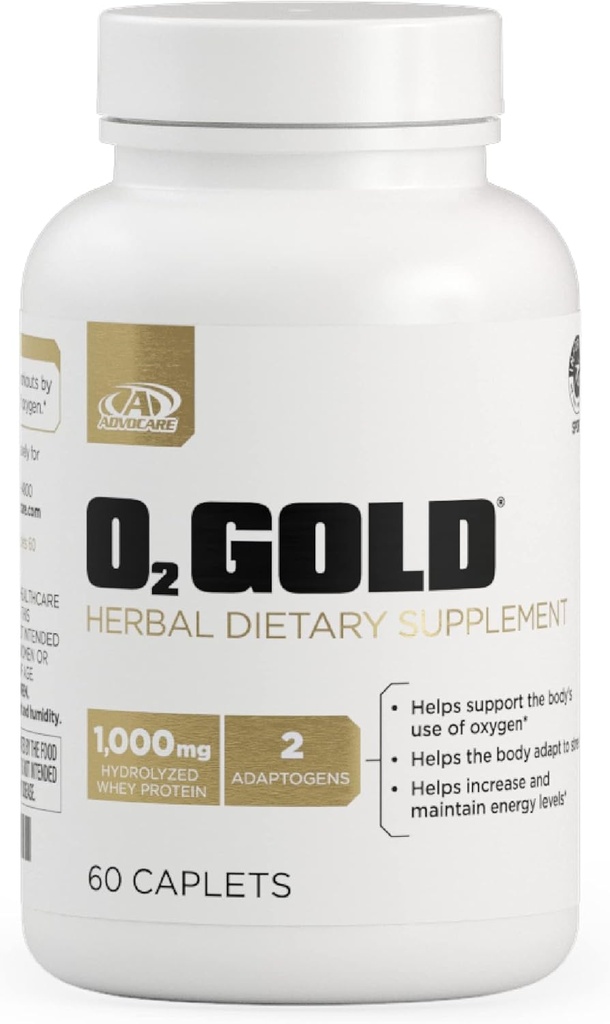 AdvoCare O2 골드 - Rhodiola Rosea Root & Hydrolyzed Whey Protein과 혈액 산소 보충 - Energy * 60 Caplets 지원