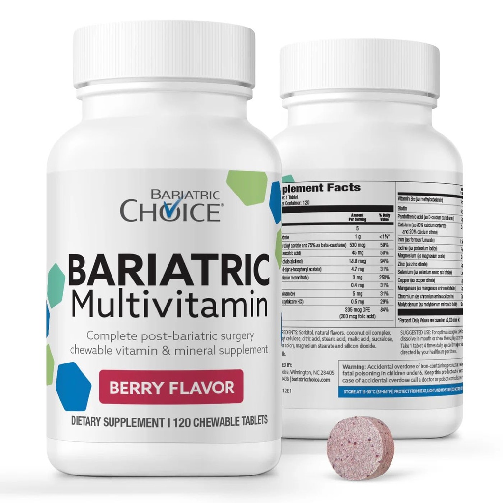 철 & 300mg 칼슘을 가진 Bariatric 선택 나의 Bariatric Chewable Multivitamin, 베리 (120ct)