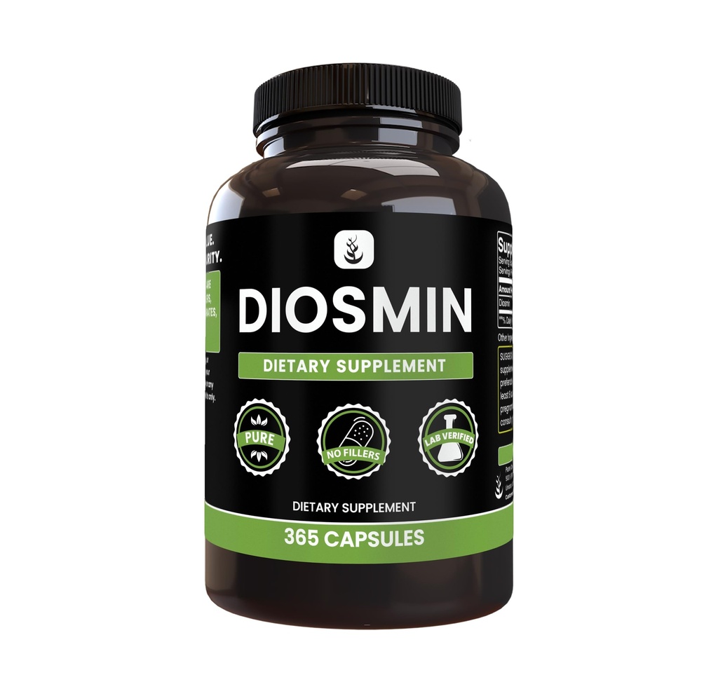 PURE ORIGINAL INGREDIENTS Diosmin (365 캡슐) 마그네슘 또는 쌀 필러 없음, 항상 순수, 실험실 검증