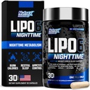 Nutrex Lipo 6 야간 뚱뚱한 가열기 | Melatonin Sleep Aid & Weight Loss Diet Pills for Men and Women | Night Time Metabolism Booster Appetite Suppressant | 30 서빙 (1)