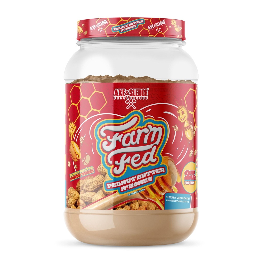 Axe & Sledge Farm Fed 100 % Whey Protein Isolate | 25g Protein | 낮은 캐비티, 낮은 설탕, 글루텐 무료 | 남성과 여성용 단백질 분말 | 케토 | 미국에서 제조 | 28 서빙, 땅콩 버터 N' 꿀