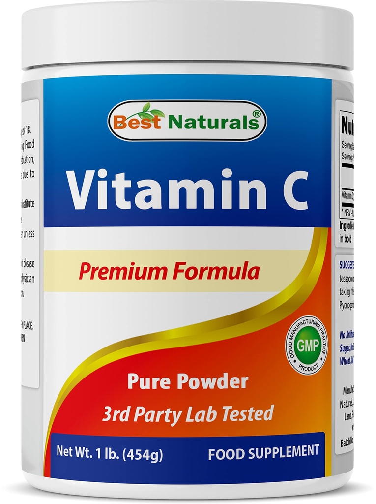 제일 자연적인 100% 순수한 비타민 C 분말 1 lb (454 그램) 분말 (또한 아스코르브산이라고 부르는)
