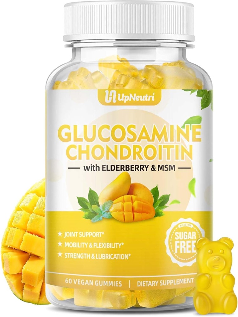 설탕 자유로운 글루코사민 Chondroitin Gummies, Chondroitin MSM & Elderberry & Turmeric를 가진 여분 힘 1500mg 글루코사민, 남자 & 여자를 위한 합동 지원 보충교재 자유로운 합동 건강