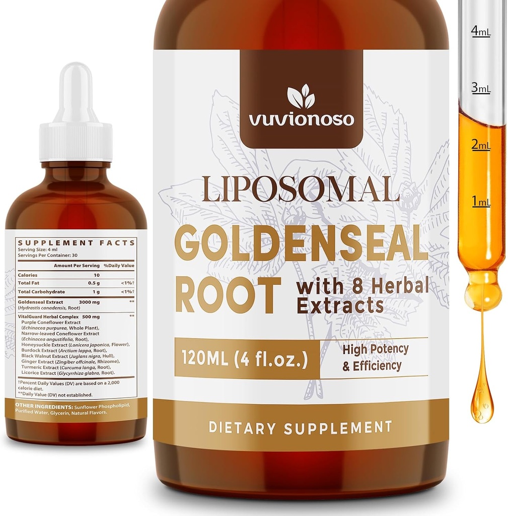금붕어 뿌리 추출물 3000mg Immune와 Respiratory Wellness - 빠른 흡수 | 설탕없는 | Vegan | 4 Fl Oz