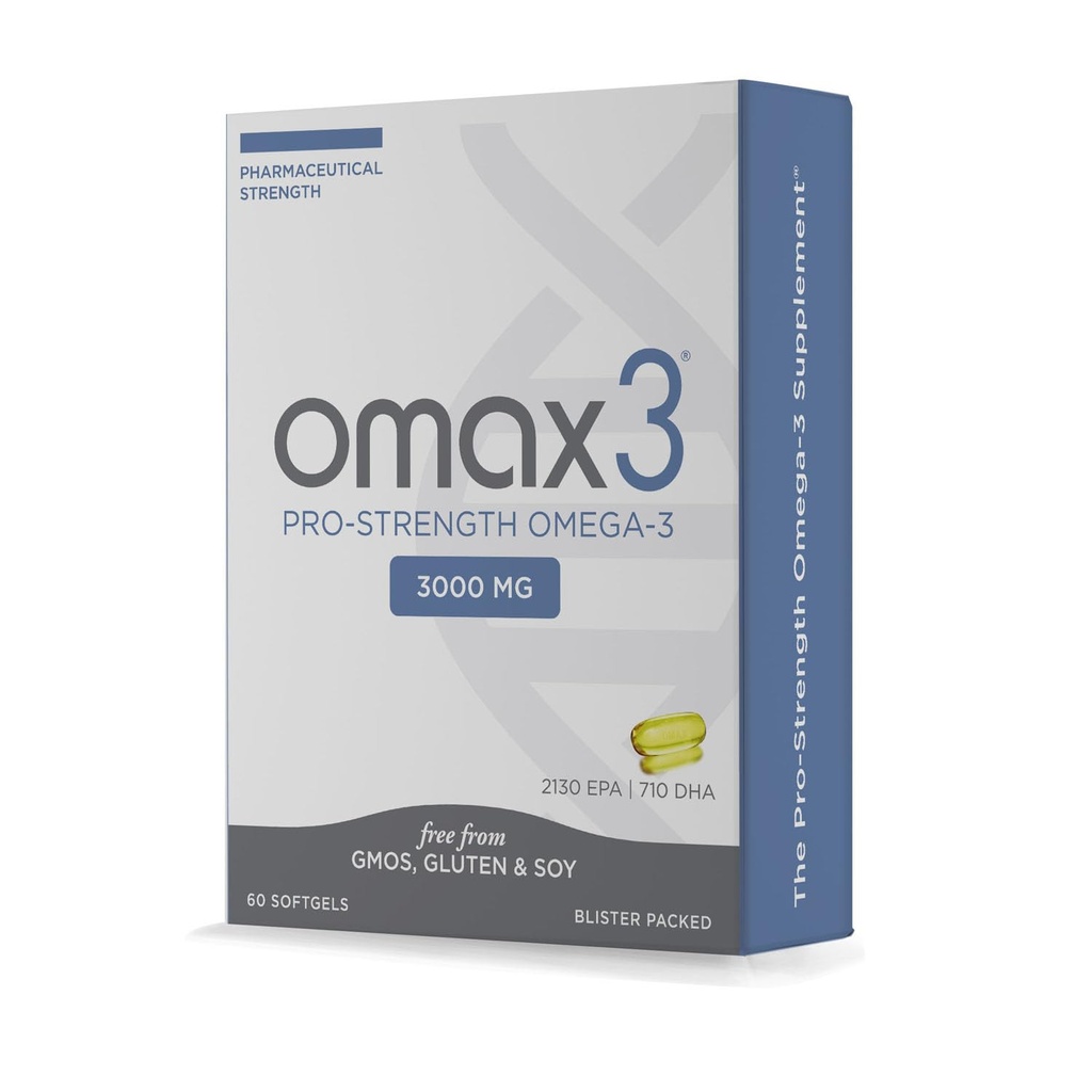 Omax3 직업적인 힘 매우 순수한 Omega-3 물고기 기름 - 1000 mg - 최대 합동 & 근육 지원 - 증명되는 EPA DHA - NSF - 60 Softgel 물집 팩