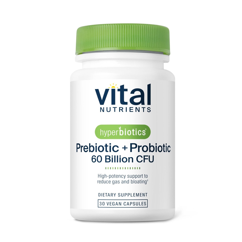 Hyperbiotics Vital Nutrients Prebiotics and Probiotics for Women and Men | 60 Billion CFU | 사전 및 프로바이오틱스는 소화 건강, 변비, 설사, 가스 및 Bloating* | 30 Vegan 캡슐 지원