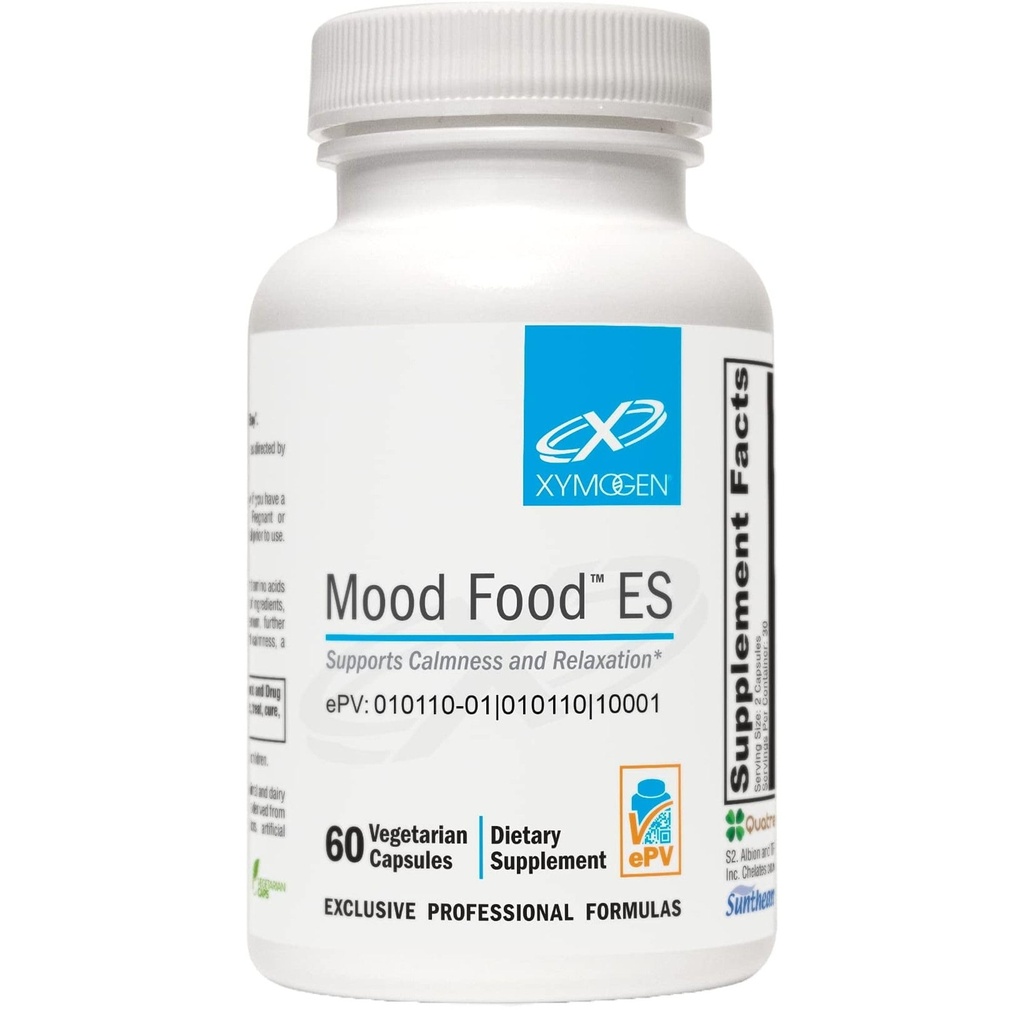 XYMOGEN 무드 식품 ES - 활성 Folate, B 비타민, 5-HTP, GABA, 미네랄, Suntheanine L-Theanine, Selenium (60 캡슐)와 건강한 계류 지원