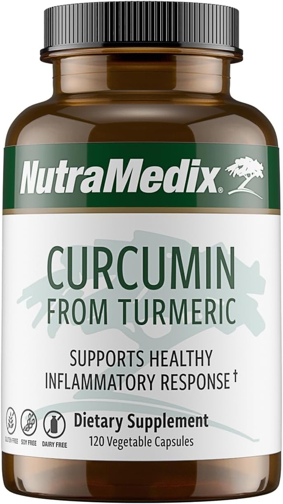 NutraMedix Curcumin - 500mg 심황 캡슐 - 건강한 염증 응답, 면역 체계, 뇌, 심장 & 간호 지원 (120 캡슐)를 승진시킵니다