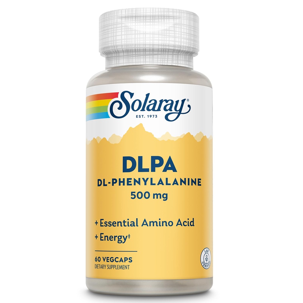 SOLARAY DL-Phenylalanine, 500mg | Nervous System, Mood & Energy Support의 필수 아미노산 50-50 혼합 | 60 VegCaps