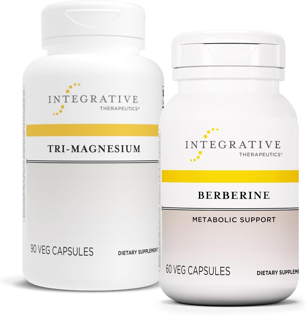 Berberine, 60 캡슐 및 Tri-Magnesium, 90 캡슐과 통합 치료 번들 - 대사 지원을위한 Berberine * - Heart & Bone Health *에 대한 Tri-Magnesium