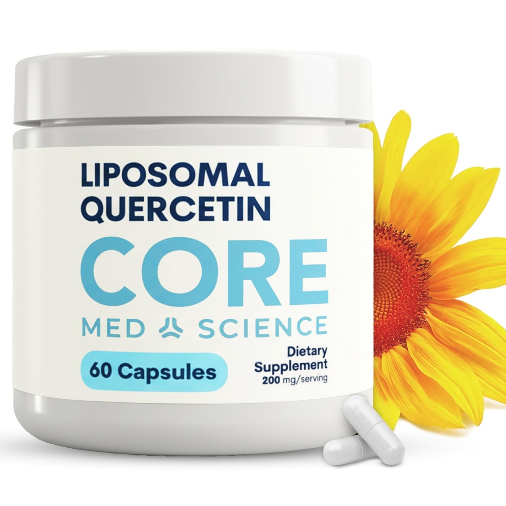 핵심 Med 과학 Liposomal Quercetin, 200mg (60의 캡슐) - Quercetin 보충교재는 비타민 C와 아연 흡수를 지원합니다 - 면역 체계 & 심장 건강, 글루텐 자유로운 & 낙농장 자유로운을 승진시킵니다