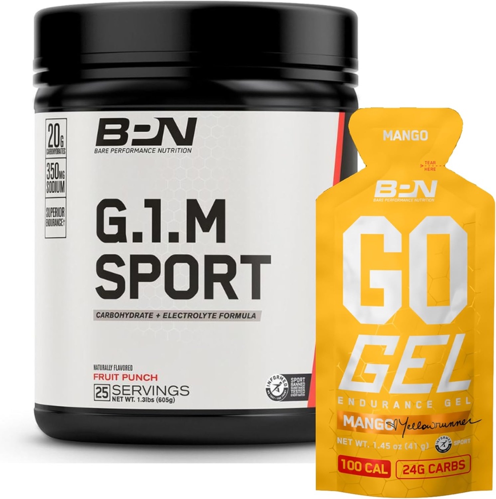 BARE PERFORMANCE NUTRITION BPN G.1.M. 스포츠 내구 훈련 연료 & Go Gel 내구 젤 망고 번들
