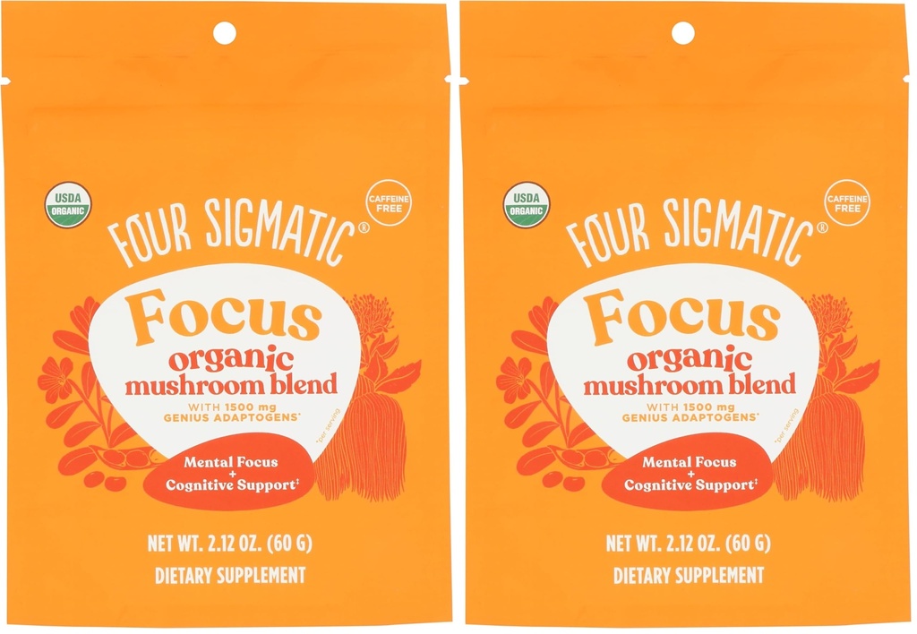 4 Sigmatic Focus Blend 7 Superfoods Adaptogen Blend Mix with Lion's Mane, Cordyceps, Rhodiola, Bacopa & Mucuna | 생산력 및 크리에이티브 지원 | Decaf & Dissolves easy | 30 서빙 (패킹 2)